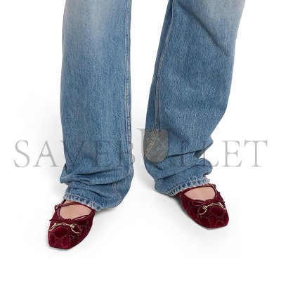 GUCCI WOMEN'S GG CRYSTAL HORSEBIT BALLET FLAT 853100